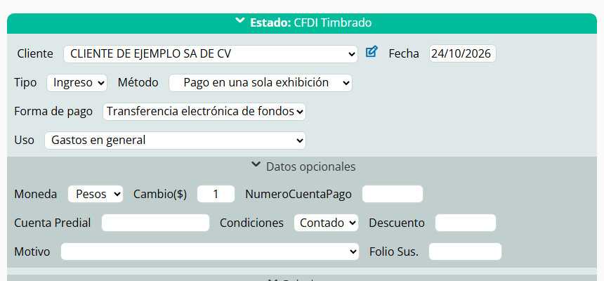 Datos opcionales